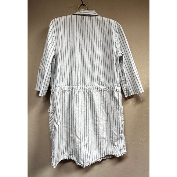 CASLON Women's White/Blue Striped Popover Shift Dress Small 3/4 Sleeve Casual - Picture 2 of 8